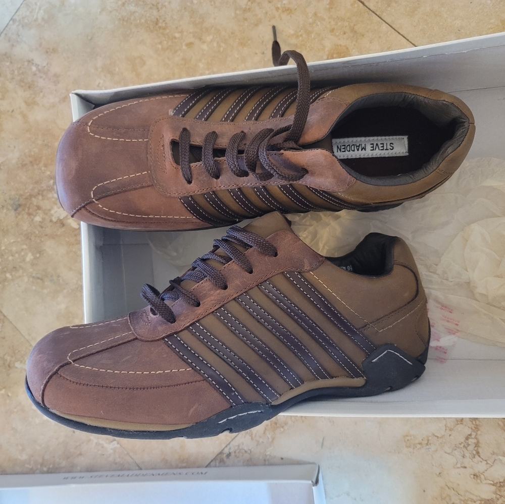 Steve Madden Stallyon Mocha Leather Shoes